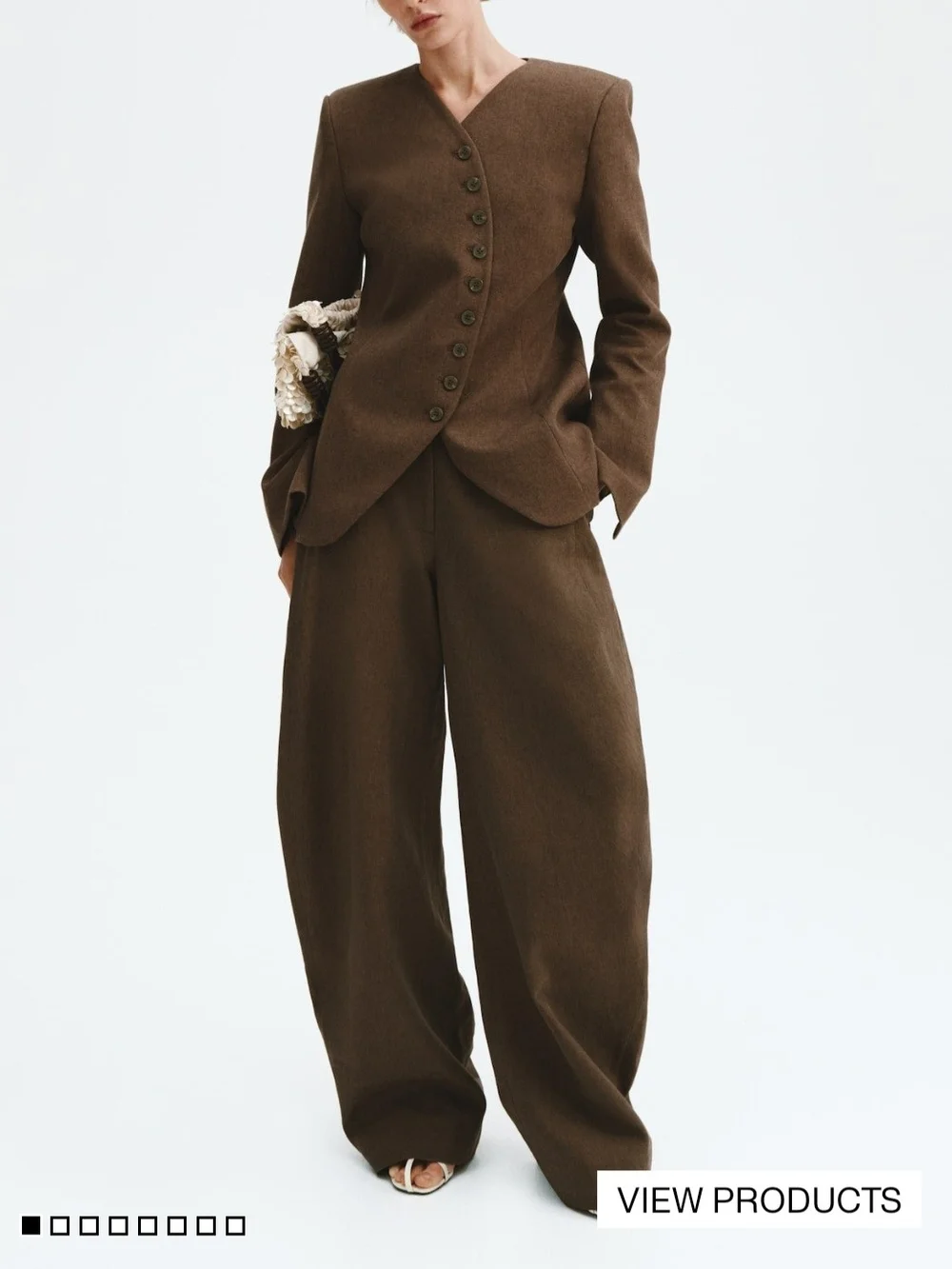 H&M EDITION LINEN-BLEND BARREL LEG PANTS size 2